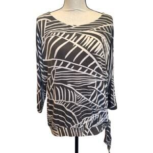 Travelers by Chico's Palm Print Slinky 3/4 Sleeve Top Medium